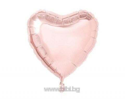 Балон Сърце от фолио-Розово злато- с хелий 1 бр.