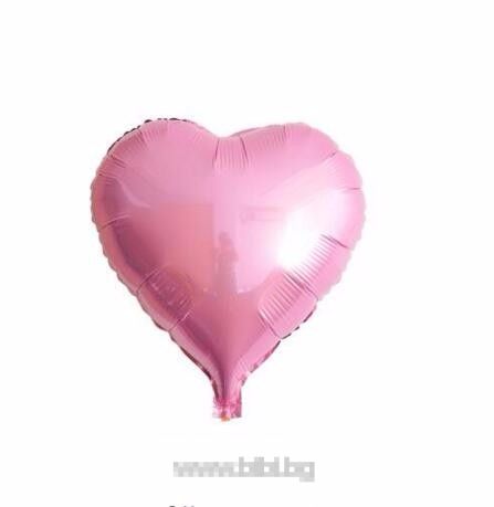 Балон Сърце от фолио-Розов-с хелий 1 бр.