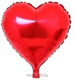 Балон Сърце от фолио-Червен- с хелий  1 бр.