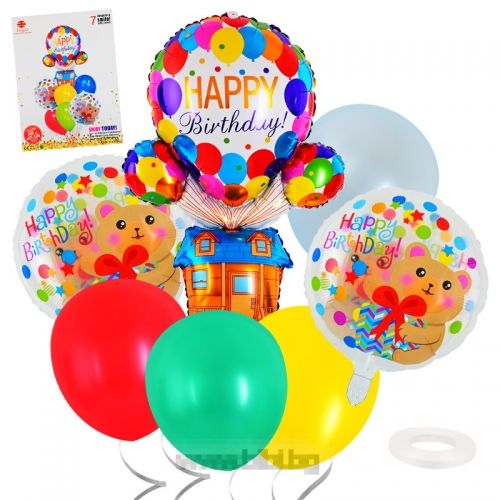 К-кт балони "Happy Birthday Къща" - 7 бр. с хелий