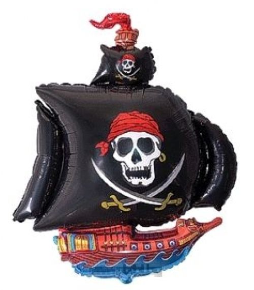 Балон фолио голям "Пиратски кораб -черен" с хелий 
