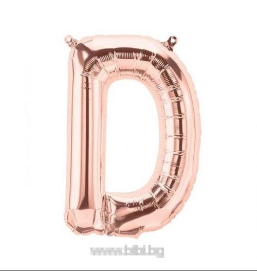 Балон буква "D" розово злато/35 см