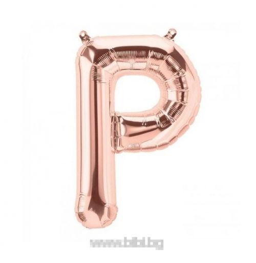 Балон буква "Р" розово злато/35 см