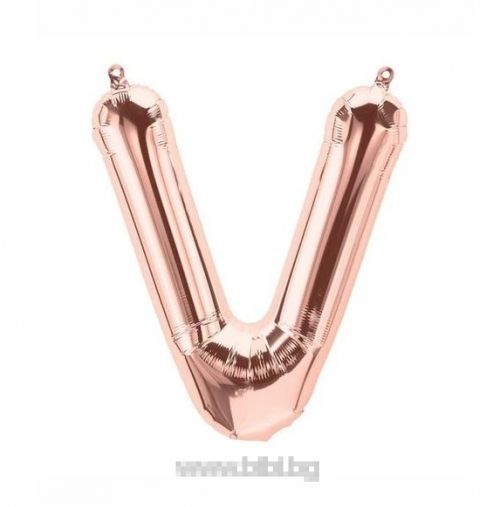 Балон буква "V" розово злато/35 см