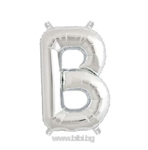 Балон буква "В" сребърно/35 см
