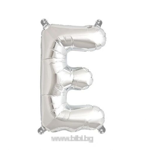 Балон буква "Е" сребърно/35 см