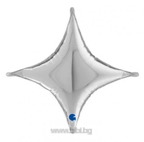 Фолио балон Звезда с 4 лъча - Сребърна 45см