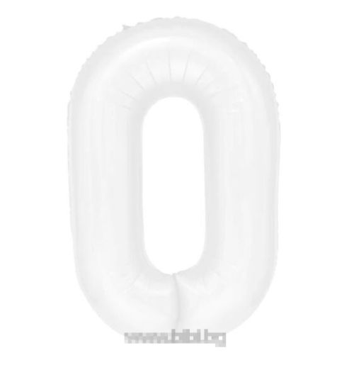 Фолио балон цифра 0 цвят Бял -100 см