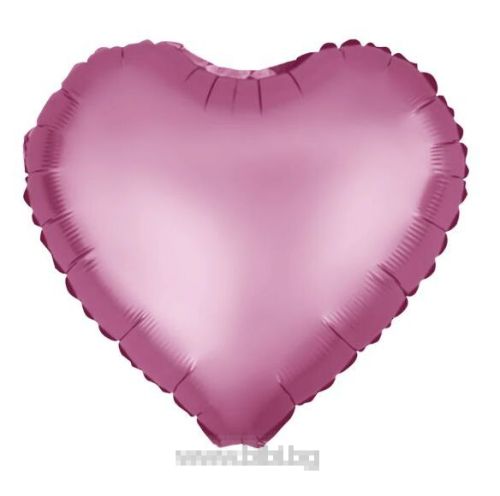 Балон Сърце от фолио Тъмно розов мат с хелий