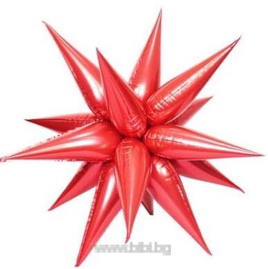 Фолио балон 4 D звезда цвят Червен -65 см
