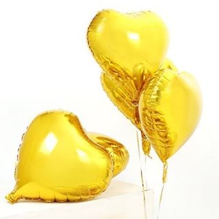 Балон Сърце от фолио-Златен-с хелий 1 бр.