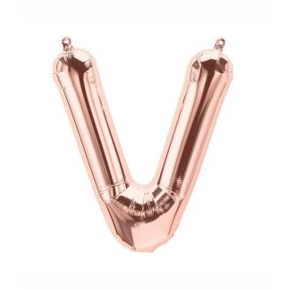 Балон буква "V" розово злато/35 см