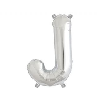 Балон буква "J" сребърно/35 см
