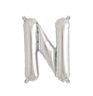 Балон буква "N" сребърно /35 см