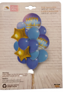 К-кт балони Happy birthday в синьо-16 бр.