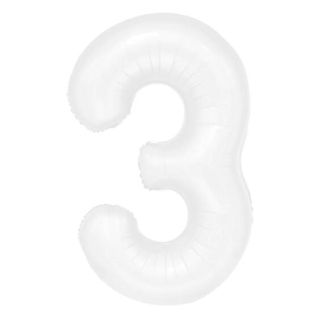 Фолио балон цифра 3 цвят Бял - 100 см