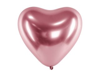Хром балон Сърце Розово- 25 бр.