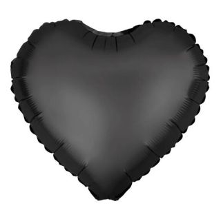 Балон Сърце от фолио Черен мат с хелий