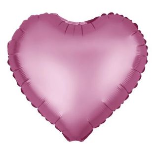 Балон Сърце от фолио Тъмно розов мат с хелий