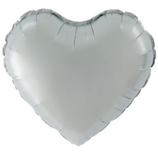Балони Сърце от фолио Сив мат с хелий