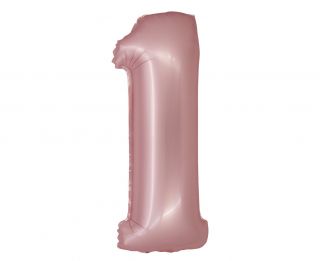 Фолио балон цифра 1 цвят Розов мат 