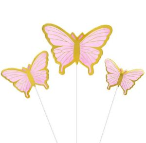 Топери Пеперуди розови/златни - 10 бр.