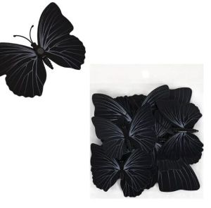 3D Пеперуди за декорация цвят Черен - 12 бр.