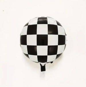 Фолио балон кръг на Черни и бели квадрати Racing