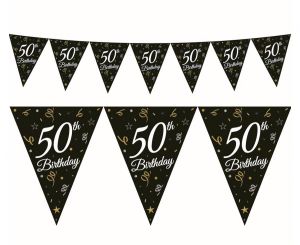 Парти знамена 50th birthday черен
