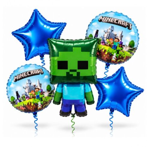 Комплект фолио балони Майнкрафт Зомби / Minecraft - 5 броя