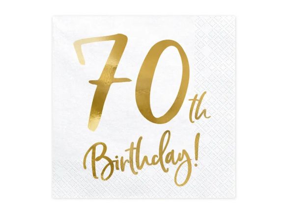 Луксозни парти салфетки със златен надпис 70 th birthday 