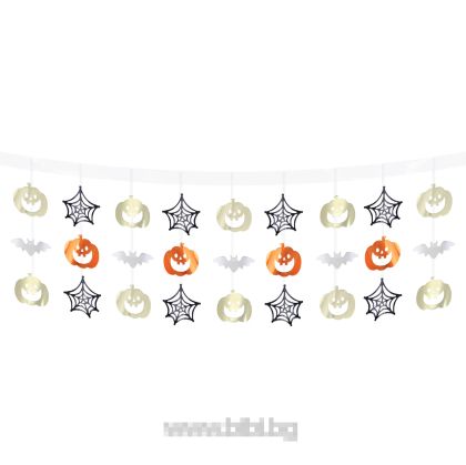 Гирлянд Микс за Хелоуин - тиква,прилеп,паяжина / Halloween