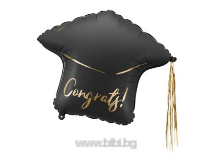 Фолио балон Шапка със златен надпис Congrats!