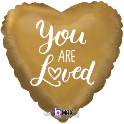 Фолуио балон сърце Златно с надпис You Are Loved