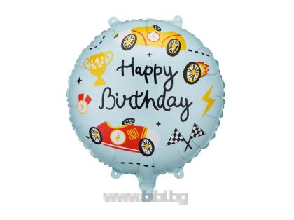  Фолио балон Happy birthday Car racing