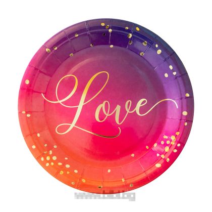 Парти чинийки Love - 6 броя