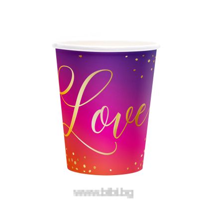 Парти чашки Love - 6 броя