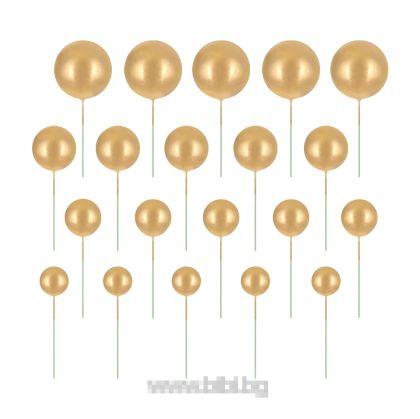 Топчета за декорация на торта цвят Злато / Gold  - 20 броя