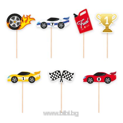 Топери за торта Racing car - 7 броя