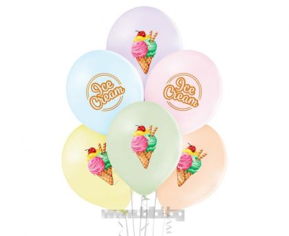 Балони с Ice cream / Сладолед - 6 броя , микс цветове