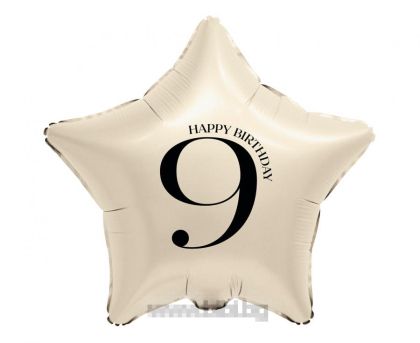 Фолио балон Звезда в бежов цвят с Happy birthday 9