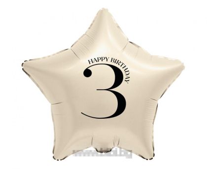 Фолио балон Звезда в бежов цвят с Happy birthday 3
