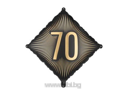 Фолио балон с числото 70 в черно и златно