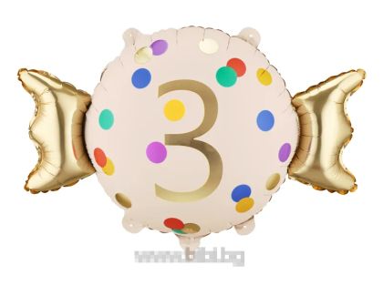 Фолио балон Бонбон / Candy с числото 3