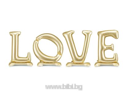 Стоящи големи фолиеви балони букви LOVE в светло златен цвят / Light gold 