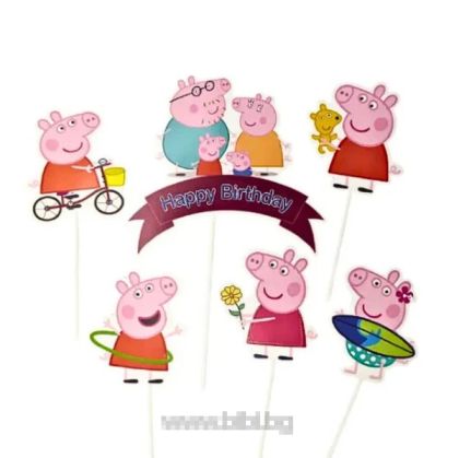 Топери / парти клечки Пепа Пиг - Peppa Pig - 6 броя
