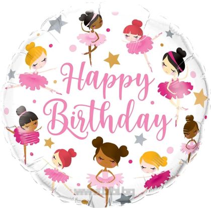 Фолио балон с Happy Birthday с балерина / Ballerina