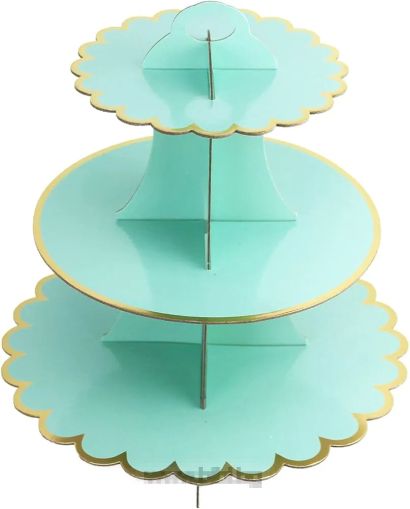 Поставка за мъфини / сладки Мента със златен кант / Mint & Gold