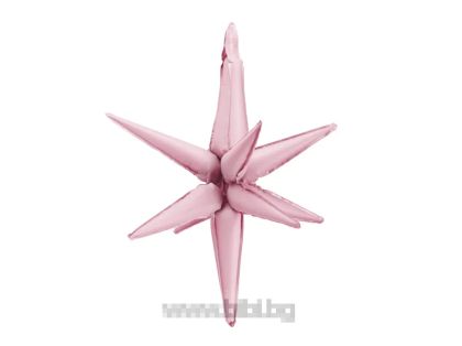 3D Фолиев балон Звезда, цвят Светло розов мат - 70 см.