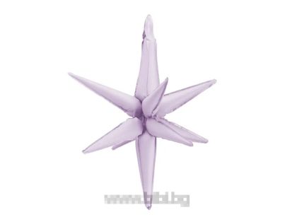 3D Фолиев балон Звезда, цвят Светло лилав мат / Lilac  - 70 см.